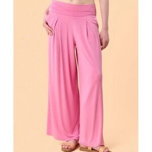 Blogilates Women's Size Large Homebody Foldover Wide Leg Pants PINK